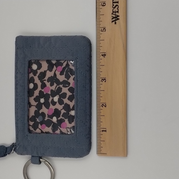 Vera Bradley Gray quilted floral zip top ID case - Picture 4 of 5